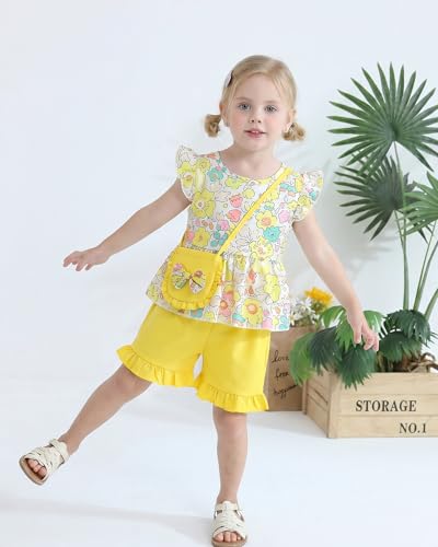 Image of Weebaby Toddler Girl Clothes Baby Summer Outfits Sleeveless Halter Top Ruffle Short Set Cute Kids Clothes Girls