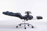 CLP Gaming Bürostuhl XL Limit mit Kunstlederbezug I Gamingstuhl mit Metallgestell I Schreibtischstuhl höhenverstellbar Farbe schwarz/blau mit Fußablage – Ansicht 8