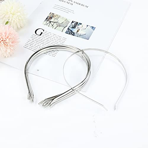 20 Pack Bulk 5 MM Wide Thin Silver Gold Black Plain Blank Hard Metal Headbands Hair Bands Clasps Tiara DIY Craft Accessories for Women