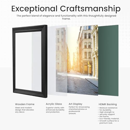 Image of Handmade Wooden Rectangular Photo Frame, 12 X 18 inch Display for Artworks, Pictures and Photos of Your Loved Ones, Best for Home, Office, Wall Decor, Living Room, Bedroom, Black