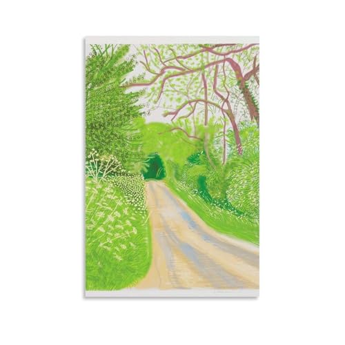 LINTEZHG David Hockney Spring Road Art Poster Decorative Painting Canvas Wall Art Living Room Poster Bedroom Painting Wall Art Picture Print Modern Family Room Decor 12 x 18 Inches (30 x 45 cm)