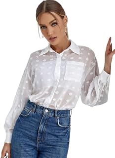 Sunset Women's Schmeez Mini Sheer Pocket Button Pocket Blouse