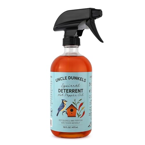 Uncle Dunkels Spicy Hot Pepper Squirrel Deterrent (16 fl Oz) All-Natural Food-Grade Hot Pepper Bird Seed Coating Repels Squirrels Safe for Birds Made in USA