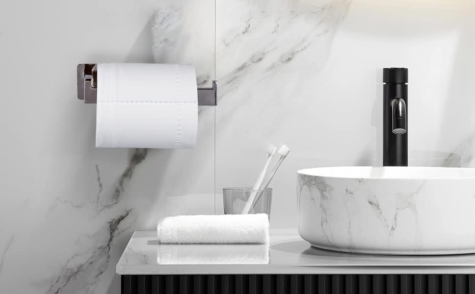 YUET Toilet Roll Paper Holder Self Adhesive Storage Holders Free Standing Stainless Steel Tissue Hanger for Bathroom and Kitchen Accessory Square 304 (Polish)