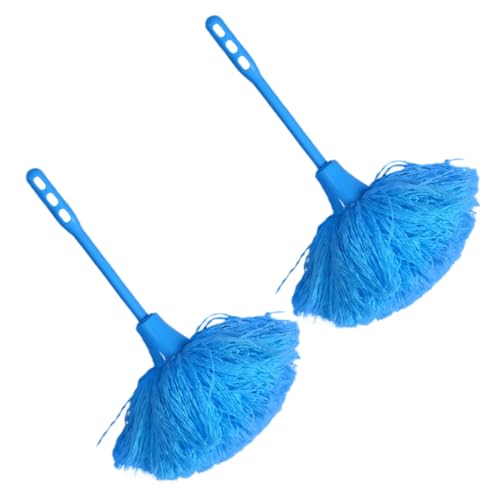 LOEFLIFA 2 piezas Plumero Electrostático de Mano Ligero y Portátil para Limpieza y Oficina Reutilizable y Seguro para Superficies Delicadas Mango Antideslizante Azul