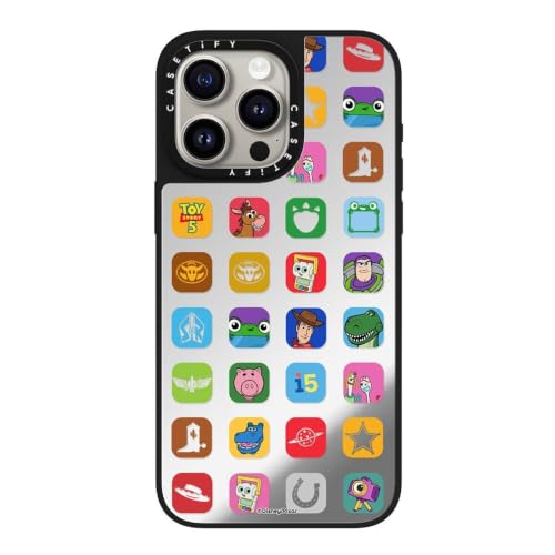 CASETiFY �~���[ iPhone 15 Pro Max �P�[�X [Toy Story Co-lab/����(�X�}�z�J�o�[) / MagSafe�Ή�/�w��h�~] - Toy Story 5 App Icon Case - Silver On Black
