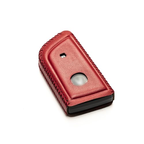 Image of Vitodeco Genuine Leather Smart Key Fob Case with Leather Key Strap Compatible for Acura MDX, RDX, ADX, TLX, INTEGRA - 5-Button, Red