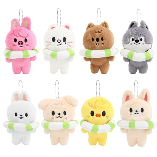 NlsqUK 8pcs Skz Keychains Skz Plush Keychains Stray Plushies Keyrings Stray Mini Plushdoll Cute Keychain Pendant Gifts for Friends and Fans