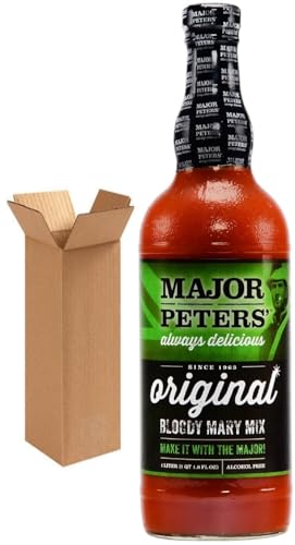 Major Peters' Premium Full Body Bloody Mary Mix, Only Add Spirits & Garnishes for Ideal Drink (33.8 Ounce (Pack of 1), Original)