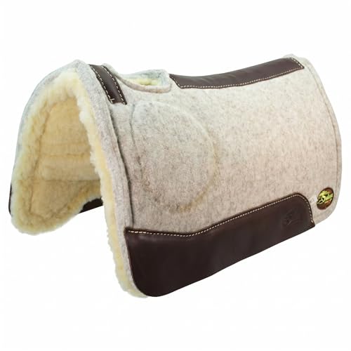 Southwestern Equine OrthoRide Elite Saddle Pad Premium Tan Topper with Fleece Bottom 1 inch (30 x 30, Natural Leathers)