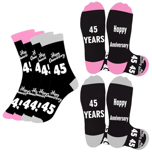 Liomxase 45th Anniversary Valentines Day Wedding Gifts for Women Men - 2pcs Matching Socks 45 Year Anniversary Couples Gifts for Him Her Romantic Gift for Husband Wife 45 Years of Marriage