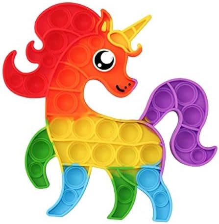 TenleyShops Rainbow Smiling Unicorn pop it, PushPop popitsfidgets Early Development pops for Kids Teens Girls&Boys Anti-Anxiety Stress Relief Sensory Bubble Toy Cute Educational