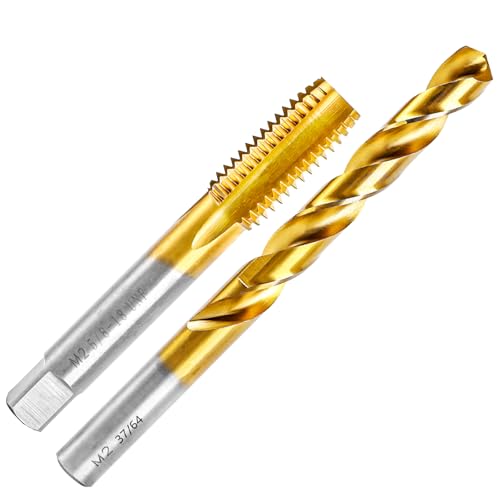 Image of 5 /8 inch-18 UNF Tap and 37 /64 inch Drill Bit Kit,M2 HSS Drill and Tap Set, Combination of Drill and Tap Kit for Metal
