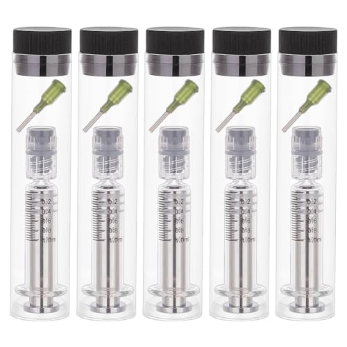 OLYCRAFT 5 Sets Seringue en verre réutilisable 1ml Seringue Luer en verre pour animaux avec Luer...