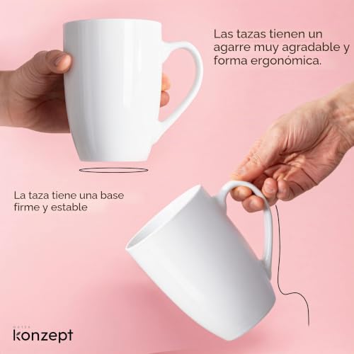 Miniatura 4 de Konzept Juego De 2 Tazas De Porcelana De, 500 Ml, Ideales Para Café, Té Y Cacao, Tazas Perfectas Para Pintar