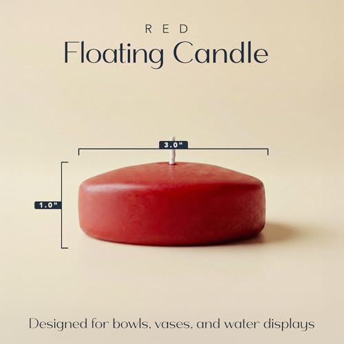 Image of Floating Candles 3 inch Red, Unscented Dripless Wax Discs | Made in USA Long Burning Floating Candles for Centerpieces 8-10 Hour Burn Time, Weddings, Parties, Home Decor & Holidays - Royal Imports