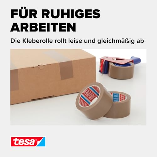tesa Paketband-Abroller und tesapack Paketbänder im Set - 2 x hochwertiges Packband inklusive 1 Abroller - Transparent - 66 m x 50 mm