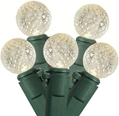 Jingle light 2 Pack LED Battery Diamond Globe String Lights Total 240 LED G12 String Lights Christmas Fairy LED Waterproof Lights for Party Home Patio Decoration (Warm White, Green Wire)