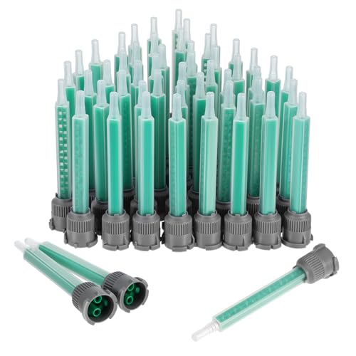 IANFAN 50 Pieces 3.5 Inch Epoxy Mixing Nozzle Tip, Static Mixing Nozzle Adhesive Cartridges Tip for AB Two-Component Cartridges 50ml/1.7oz(16-Element, 1:1 & 2:1 ratios)
