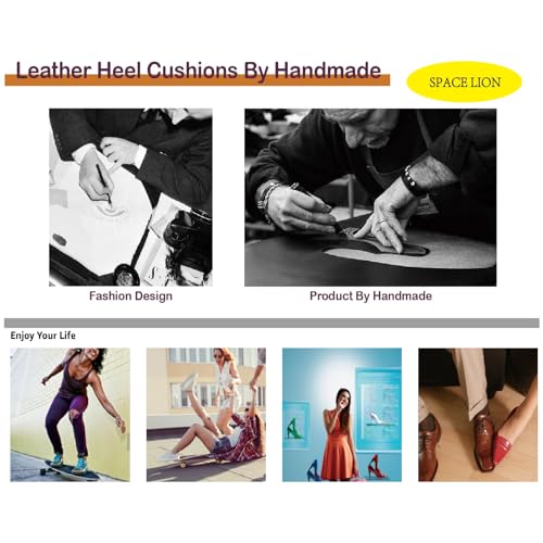 Space Lion Leather Heel Pads Liner Cushions,Inserts for Loose Shoes and Boot, Improved Shoe Fit and Comfort,Prevent Heel Slip and Blister 3 Pairs(Nude,0.2inch)