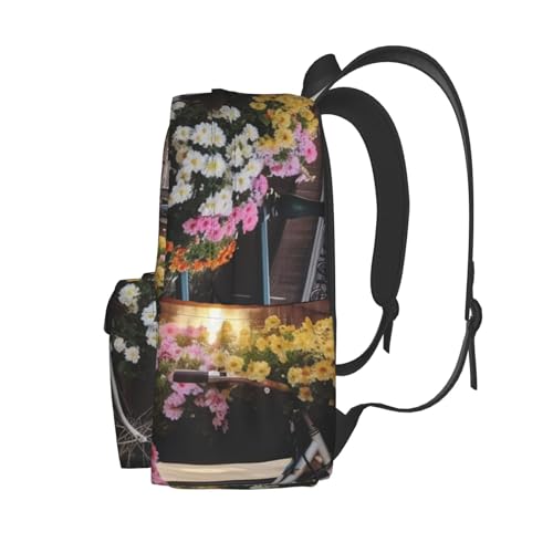 Travel Backpack for Women Men Flowers and Bicycles Casual Daypack Large Capacity Nurse Bag3