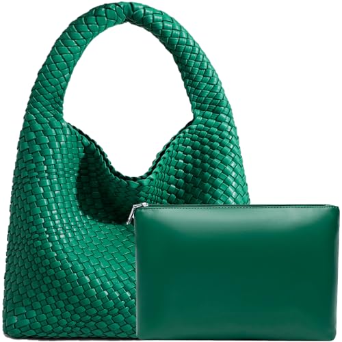 Image of JINMANXUE Woven Tote Bag for Women, Fashion Hobo Handbag, Travel Top-handle Shoulder Bag, Beach Underarm Bag with Purse