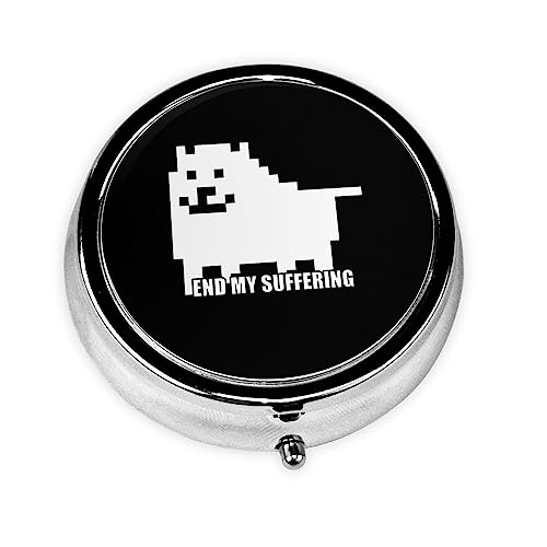 ピルケース アンダーテール 犬 携帯用 薬ケース 金属 くすりいれケース ピルボックス 薬箱 コンパクト 薬ポーチ 薬入れ おしゃれ 1日3回 かわいい 小型 丸型 小さい コンパクト 持ち運びやすい 小分け 仕切り付き 小物入れ 老人 子供旅行に便利