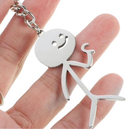LEEQ 2pcs Lustiges Skelett Smiley kleiner Mann Gebärdensprache Schlüsselanhänger - Nette Trend Tasche Auto Schlüssel Anhänger Paar Freund Geschenk Schlüsselanhänger