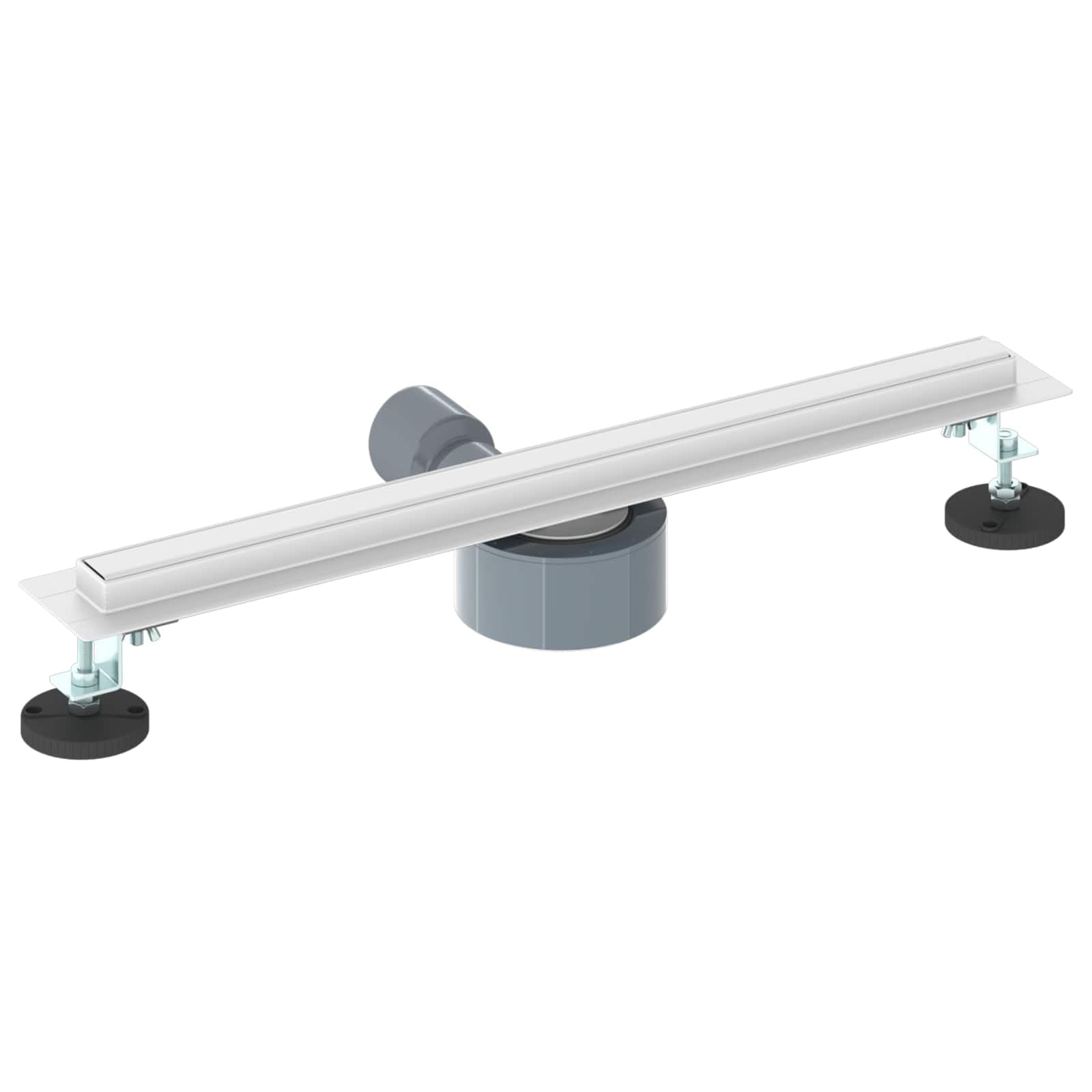 Canalina per doccia, 50 cm, in acciaio inox 304, scarico a pavimento con attacco girevole a 360°, altezza regolabile, profilo piastrelle, scarico doccia