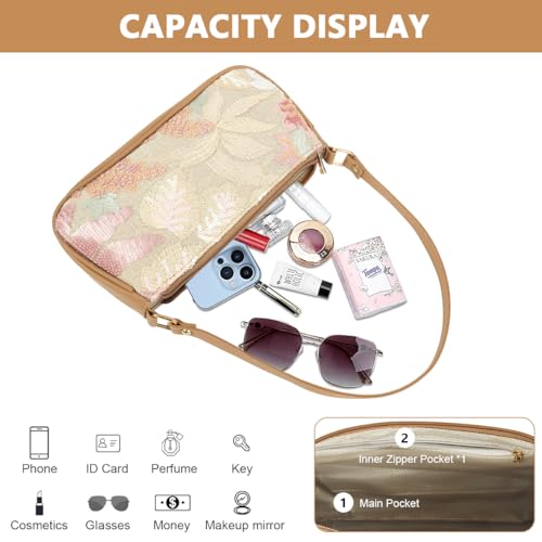 Image of PALAY Shoulder Bag for Woman Beaded Floral Square Sequin Bag Top Handle Underarm Shoulder Handbags