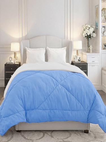 Image of Monte Carlo Polyester Comforter Double Bed | 200 GSM Lightweight & Reversible | Soft Quilt for Mild Winter | Easy Care All Season Comforter (Blue /Grey) | 87 x 94 Inches