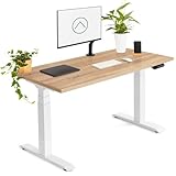Tablakala - Escritorio Elevable Eléctrico 2 Motores | Tablero 140x70 cm Roble | Patas Blancas | Ajustable en Altura 62-127 cm | Standing Desk Ergonómico, Mesa Elevable