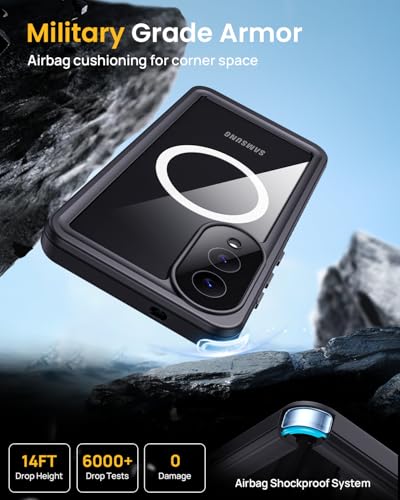 Image of Lanhiem Magnetic for Samsung Galaxy S25 Edge Phone Case, IP68 Waterproof Dustproof Case with Built-in Screen Protector, Rugged Full Body Protective Cover for Galaxy S25 Edge 6.7 Inch, Blue