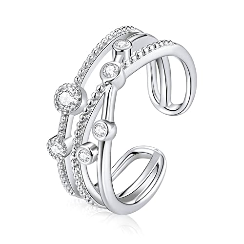 Bague fine femme style alliance empilable avec motifs étoiles brillantes