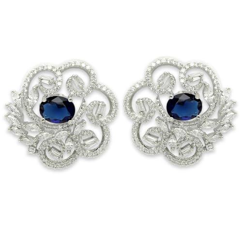 Image of Karatcart Women Green American Diamond Stud Earrings