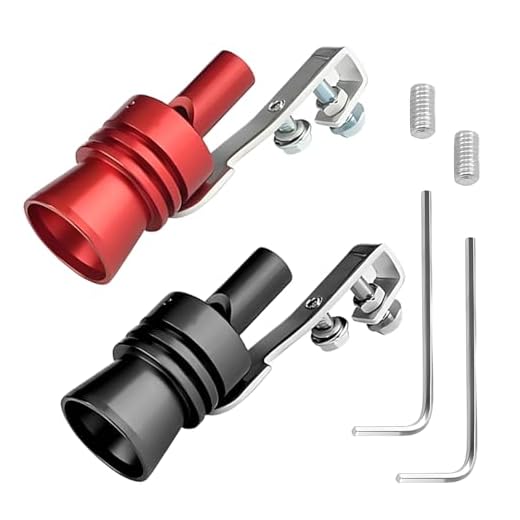 VTYTZZ 2 Stück Auspuff Sound Booster,Turbo Sound-Simulator-Pfeife,Turbo Sound Simulator Pfeife,Auto Sound Generator,Aluminiumlegierung Auto Turbo Sound Auspuff,Fur Alle Fahrzeuge, Rot Und Schwarz