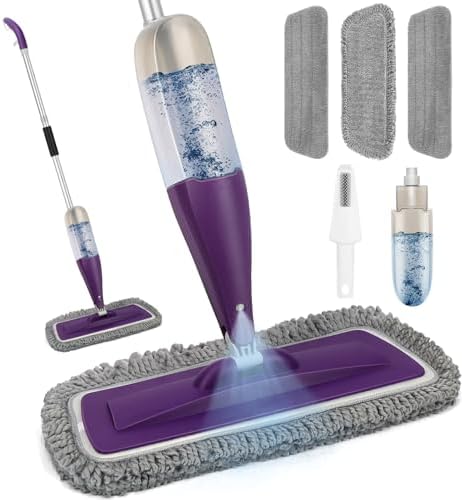 CLDREAM Spray Mop for Floor Cleaning with 3pcs Washable Pads - Wet Dry Microfiber Dust Mop with 800 ml Refillable Bottle for Wood Floor Hardwood Laminate Ceramic Tiles Floors Dust Cleaning