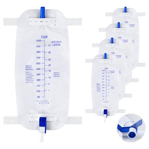 Geiserailie 5 Pack 1000ml Urinary Drainage Bag with Anti Reflux Valve