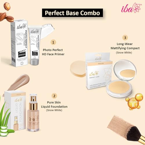 Image of Iba Primer + Foundation + Compact Base Combo - Snow White | Long Lasting, Full Coverage Base Makeup | Vegan & Cruelty-Free (Pack of 2)