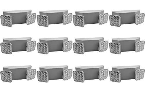 LED Two Head Emergency Light with Battery Back-up White (12 Pack)