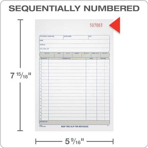 adams sales order book 3-part carbonless whitecanarypink 5-91634 x 8-71634 50 sets tc5805