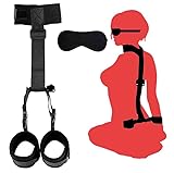 Sex Bondage Set BDSM Restraints Straps King Size Bed Neck to Wrist Hand Cuffs with Soft Blindfold Collar Bed Restraints Kit for Headboard Couples Under King Bed SM Toy Game Adult Play Sweater