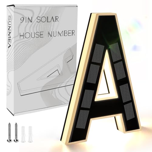 ISUNMEA 9" Solar Led Letter Lights for Outside, Decorative Address Signs
