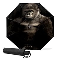 GISPOG Automatic Folding Umbrella, Monkey Ape Waterproof Compact Sun and Rain Travel Umbrellas for Women & Men
