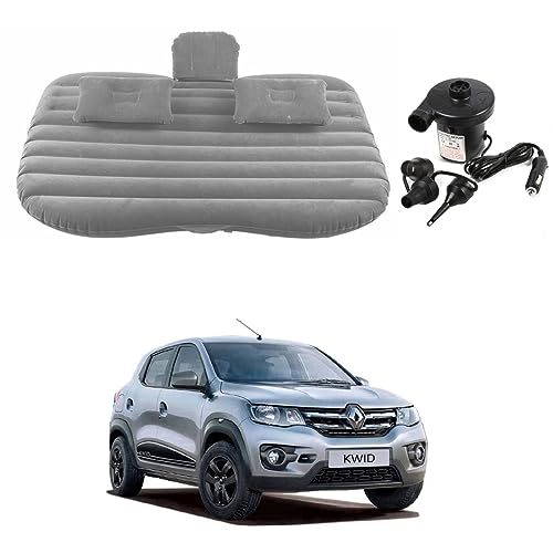 Image of Oshotto Multifunctional Car Travel Bed Mattress with Two Air Pillows, Car Air Pump Compatible with Renault Kwid (Grey)