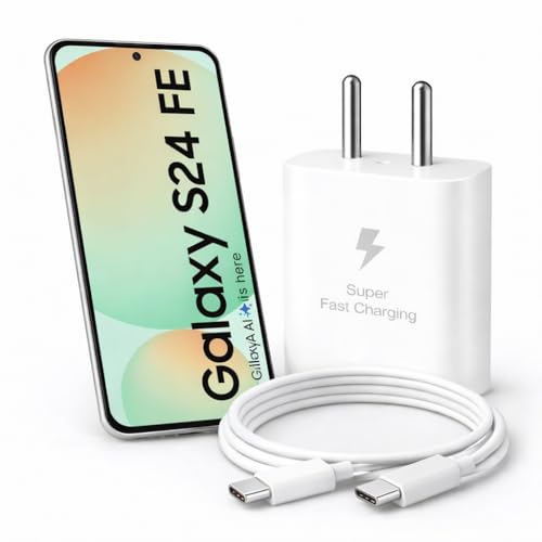 Image of 25W Charger for Samsung Galaxy S24 fe with Type-C to C Cable | Super Fast Charging PD Adapter for Galaxy S26 /S25 Ultra, S24 FE, M17e /A36 /A16, M15 /M17 /M55 5G, F17 /F70e /Z Fold & S /A /M /F /Z Series Phones