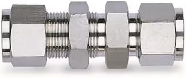 1pc Bulkhead Union 1/8in 1/4in 3/8in 1/2in Stainless Steel Compression Tube Fittings Bulkhead Union Straight Tube Fittings(1/2")