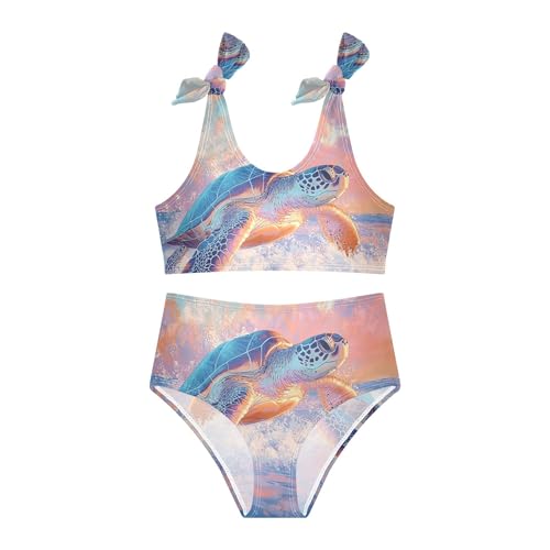 Pastel Color Sea Turtle Ocean Girls Bikini Sets 2 Piece Swimsuits Bathing Suit Swimwear3