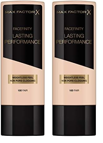 Max Factor Lasting Performance Foundation Fair 100 – Langanhaltendes Flüssig Make-up – Für die perfekte, schwerelose Grundierung – 1 x 35 ml (Packung mit 2)
