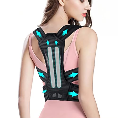 Adjustable Posture Corrector for Women – Back Brace for Hunchback & Spine Alignment, Shoulder Support – Improves Sitting & Standing Posture (Black, Large)